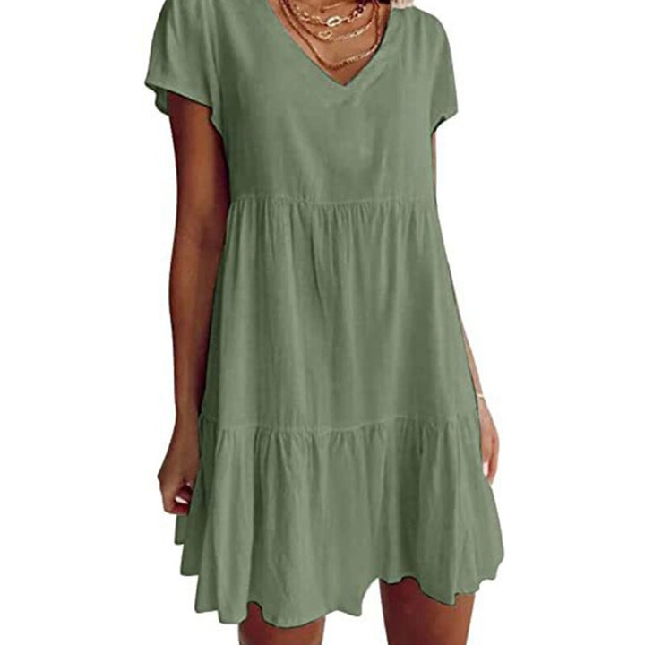W&W Mode kurzärmeliges gewebtes Kleid