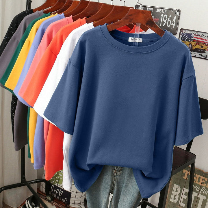 W&W Mode Kuscheliges Baumwoll-Basic: Plus-Size T-Shirt für Damen