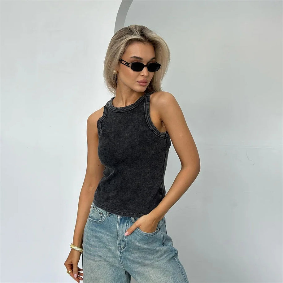 Vintage Zerrissenes ärmelloses Tank-Top