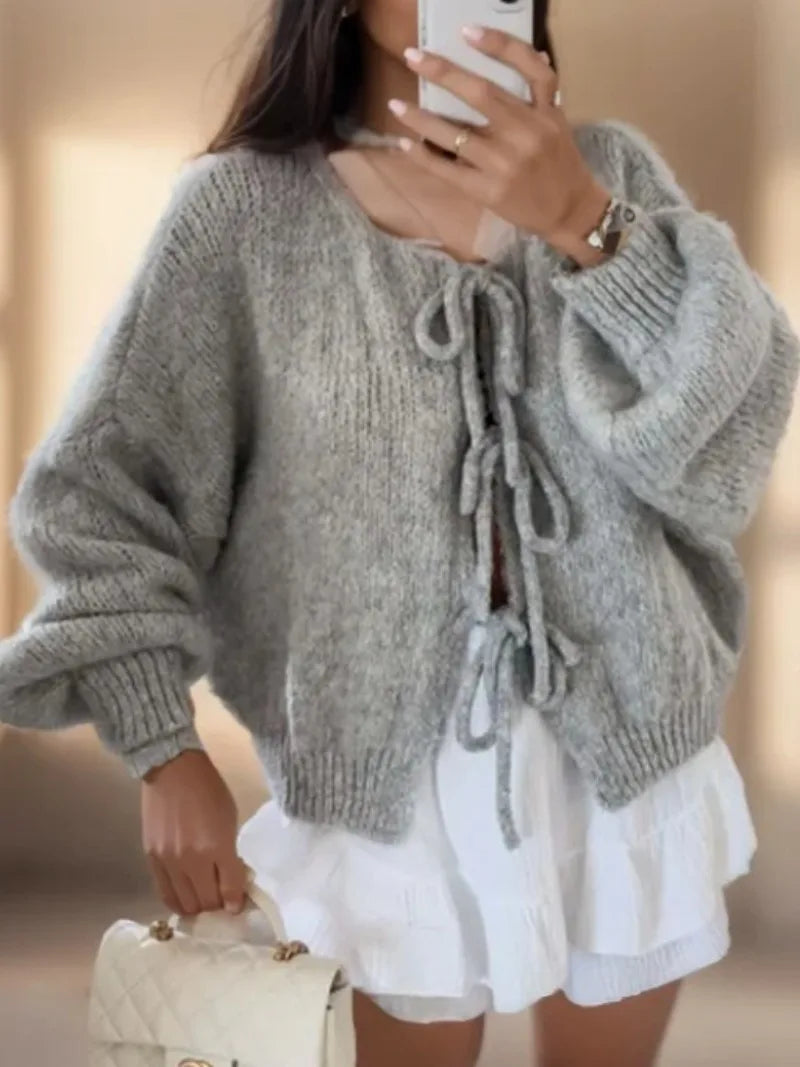 WW | Strickcardigan mit Schleifenverschluss für Damen