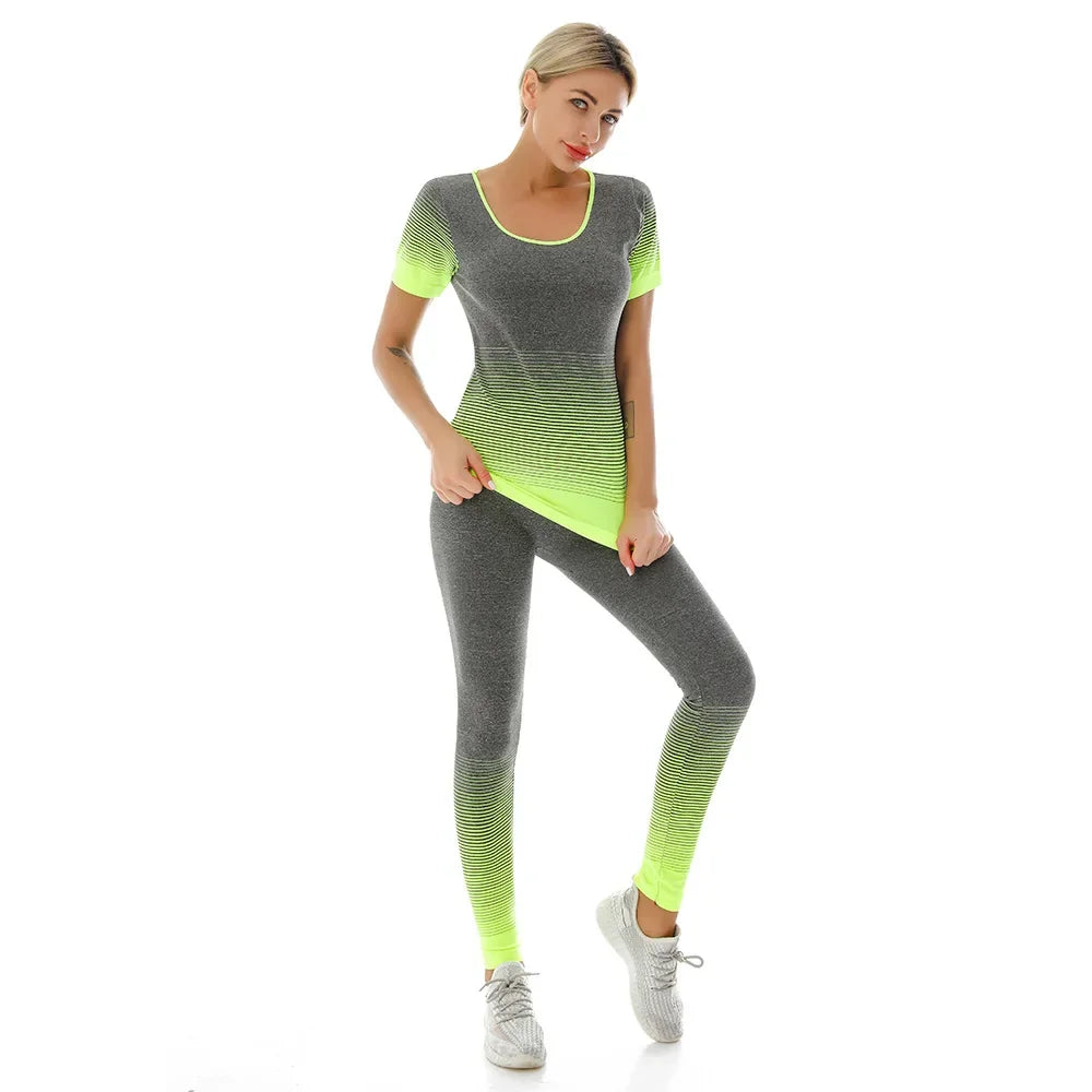 WW | 2-Teiliges Set Damen Outfit Yoga Set Elastisch Gradualer Wechsel Sport Bh Leggings Yoga Anzug Set Fitness Workout Sport Leggings