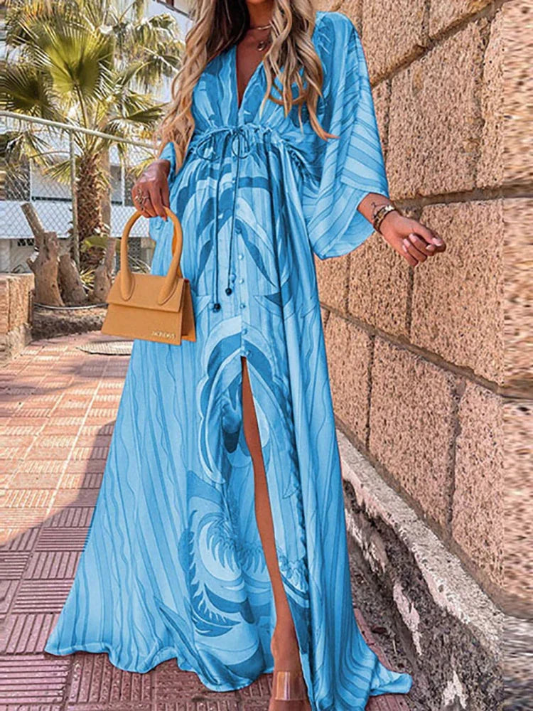 W&W Mode - Elegnat bedrucktes Beach Cover Up Kleid