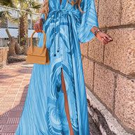 W&W - Elegnat bedrucktes Beach Cover Up Kleid