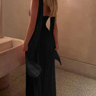 WW | Patchwork Maxi Kleid Schal Rückenfrei Strapless Rüschen Bankett