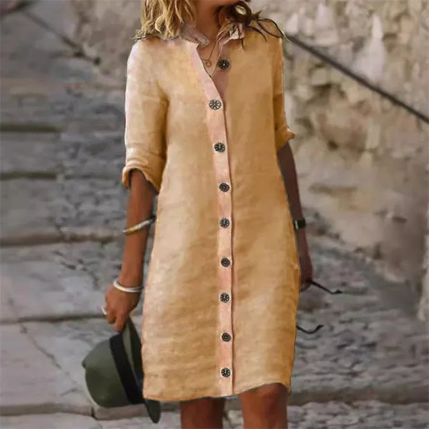 WW | Stilvolles Leinenkleid mit Knopfleiste