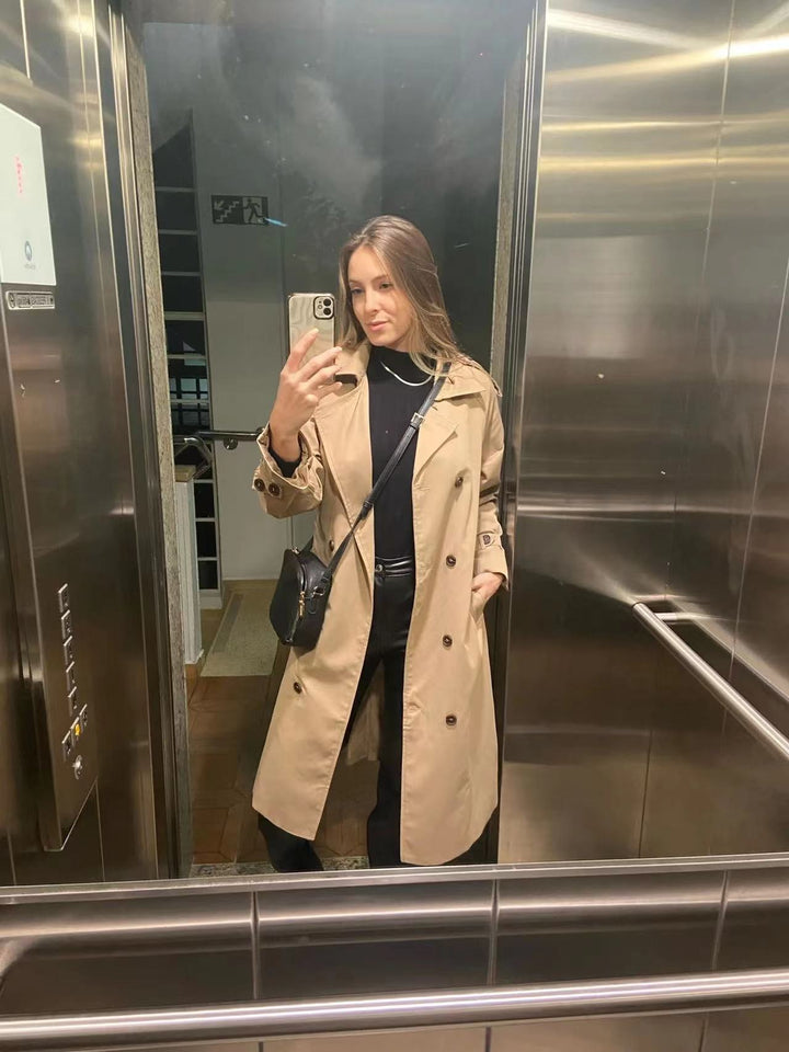 Damen Trenchcoat mit Oversize-Schnitt und doppelreihigem Verschluss
