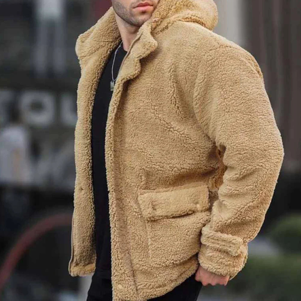 W&W Mode | Bequeme Teddyfell-Kapuzenjacke Für Männer