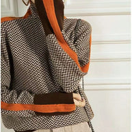 W&W Geometrisch gestrickter Rollkragenpullover