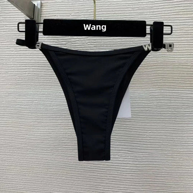 WW | Neuer Rhinestone Buchstaben Wang Strand Bikini Luxus Markendesigner Y2K Mode Sexy Frauen Strand Bikini Duo Set