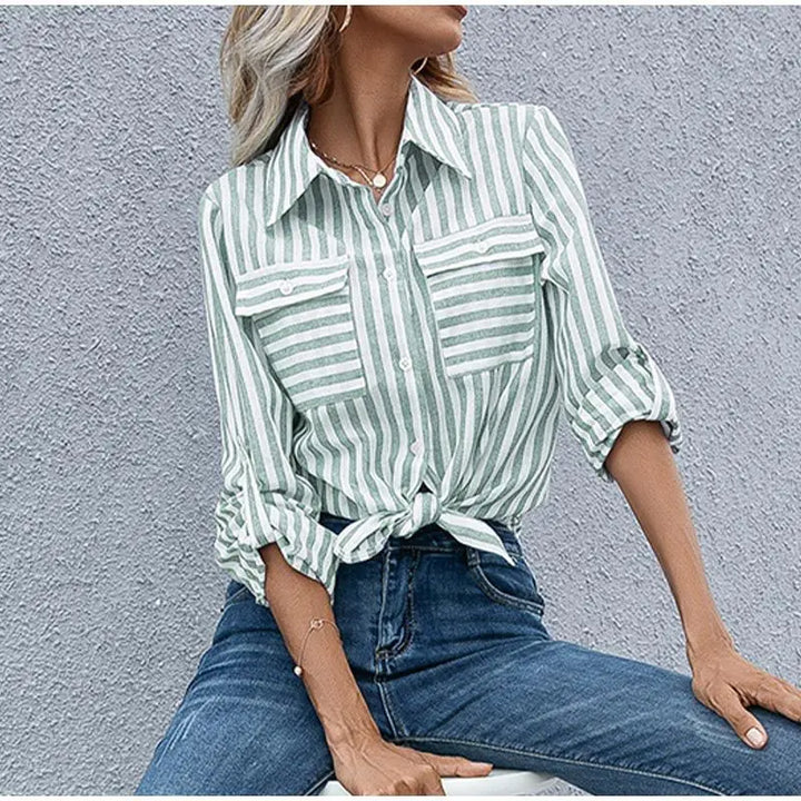 W&W Mode | Klassisch Gestreiftes Button Down Hemd Für Damen