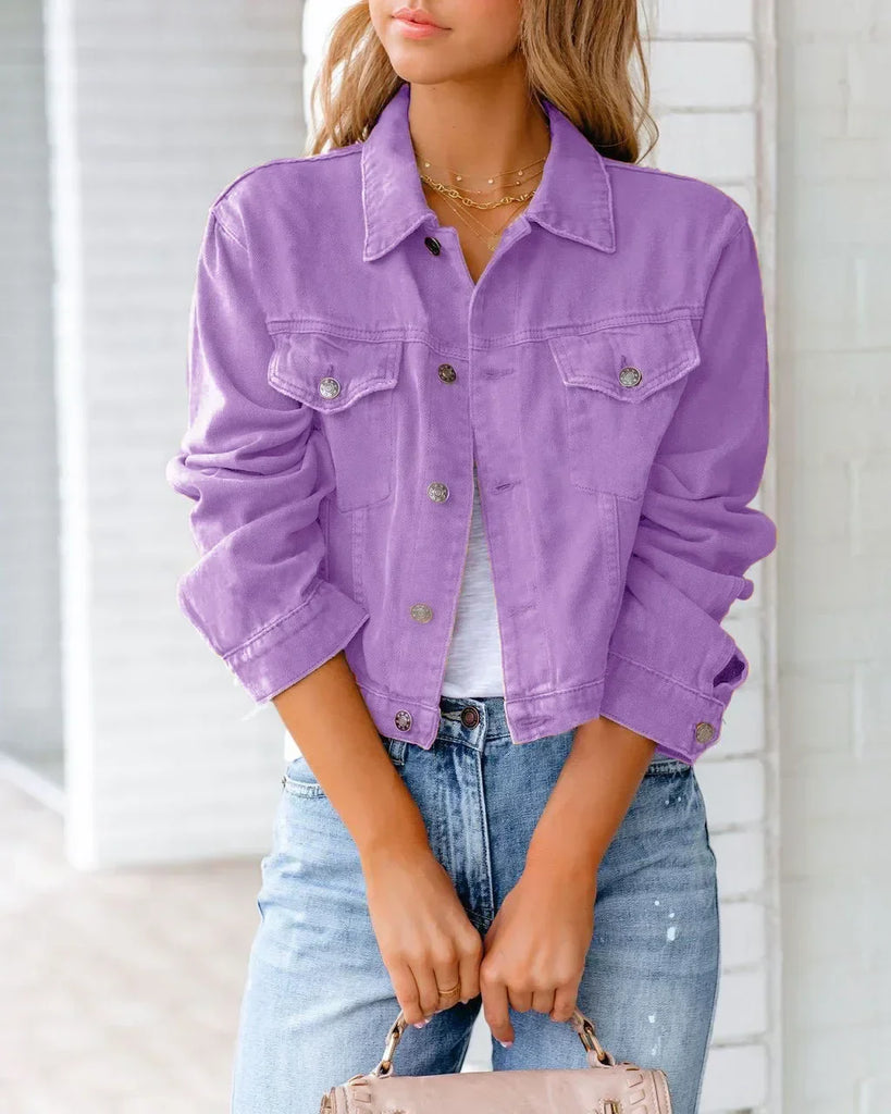 WW | Kurze Taschenjacke Mode Streetwear Einfache Knopf Trend Frauen Denim Jacken Lange Ärmel Herbst Neu Denim Denim Jacken
