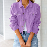 WW | Kurze Taschenjacke Mode Streetwear Einfache Knopf Trend Frauen Denim Jacken Lange Ärmel Herbst Neu Denim Denim Jacken