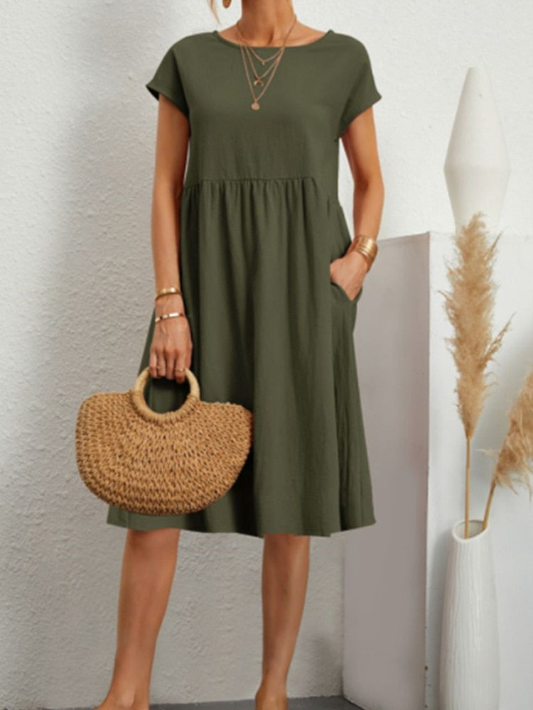 WW | Modisch Mittellanges Kleid Für Frauen