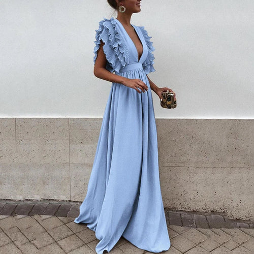 Damen Kleid mit V-Ausschnitt und lockerem Schnitt