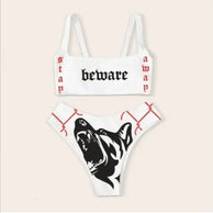 WW | Sexy Goth Bikini Frauen Buchstaben Totenkopf Druck Badeanzug Split Badeanzug Hohe Taille Gotische Bikini Set Strandoutfits