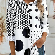 WW | weiße Bluse mit Punkten und geometrischen Mustern