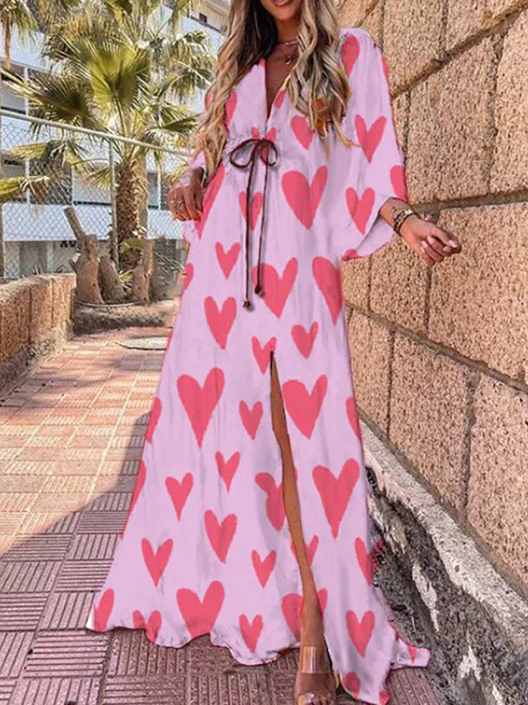 WW | Elegnat Bedrucktes Beach Cover up Kleid
