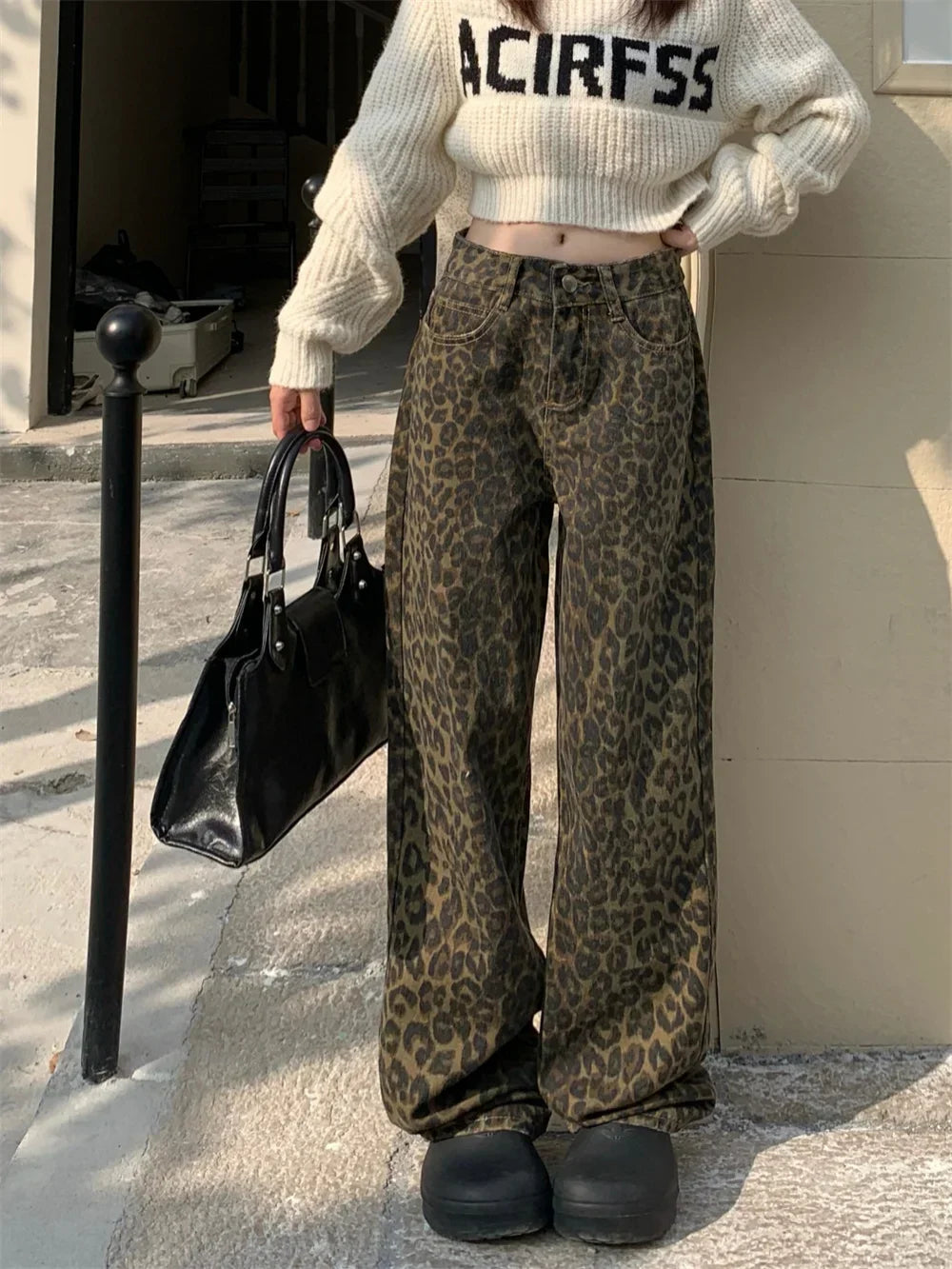 WW | Modische Leopardenmuster Jeans Für Damen