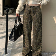 WW | Modische Leopardenmuster Jeans Für Damen