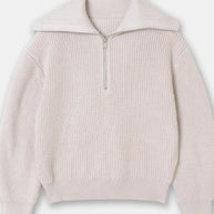 weite Turtleneck Damenpullover mit gestreiftem Revers