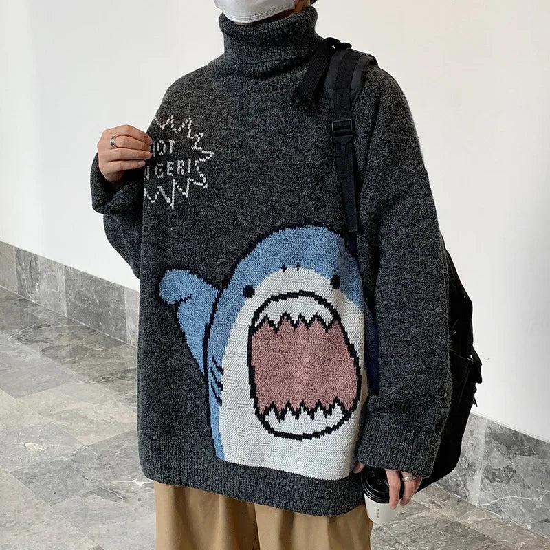 W&W Mode | Winterpullover mit Cartoon-Hai-Design für Paare