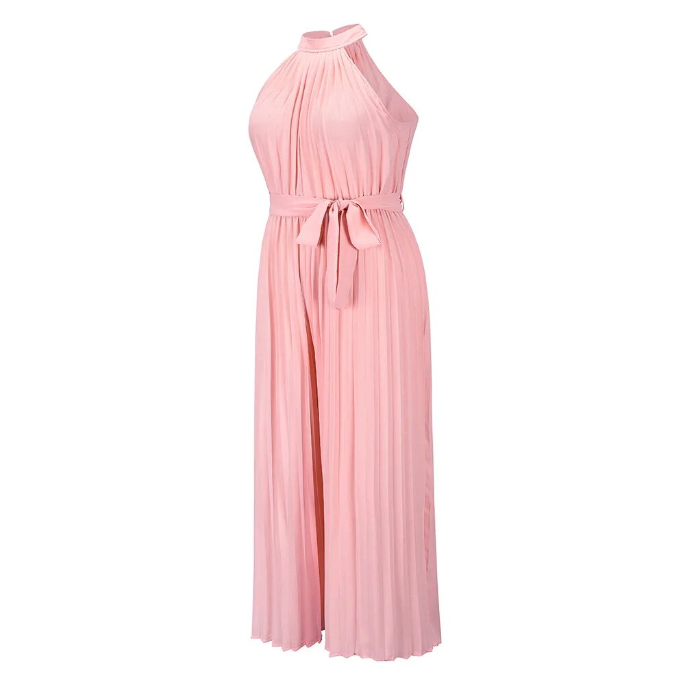 WW | Plissierter Overall mit Neckholder und Gürtel
