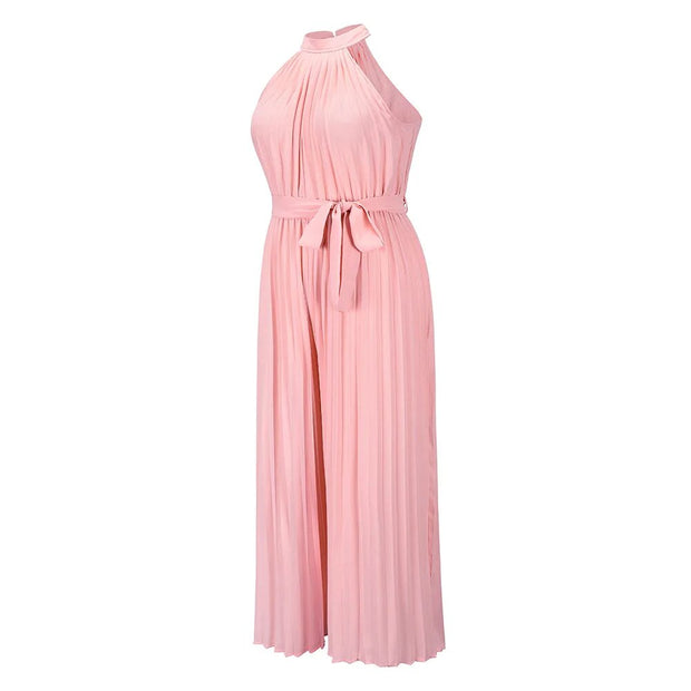 WW | Plissierter Overall mit Neckholder und Gürtel