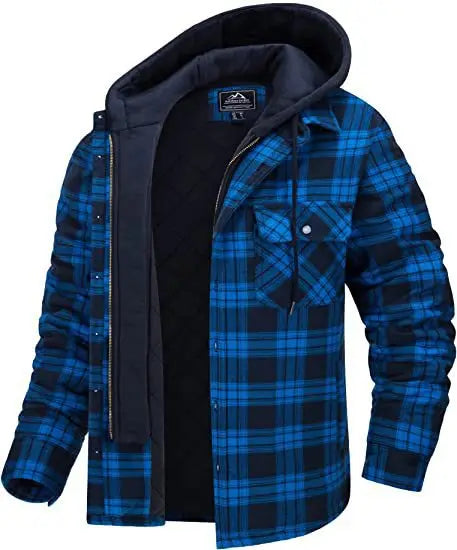WW | Herren Kapuzen Steppjacke Aus Baumwolle Und Flanell Mit Karo Design