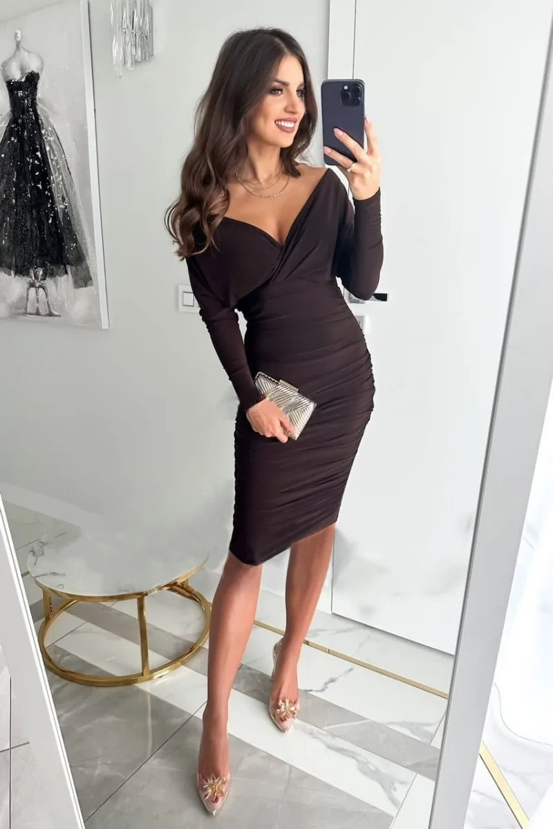 W&W V-Ausschnitt Langärmelig  Party-Kleid