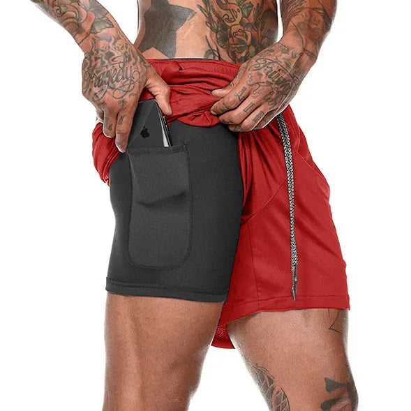 W&W Mode | Herren 2 in 1 Laufshorts Schnelltrocknend Für Sport Und Training Selfico