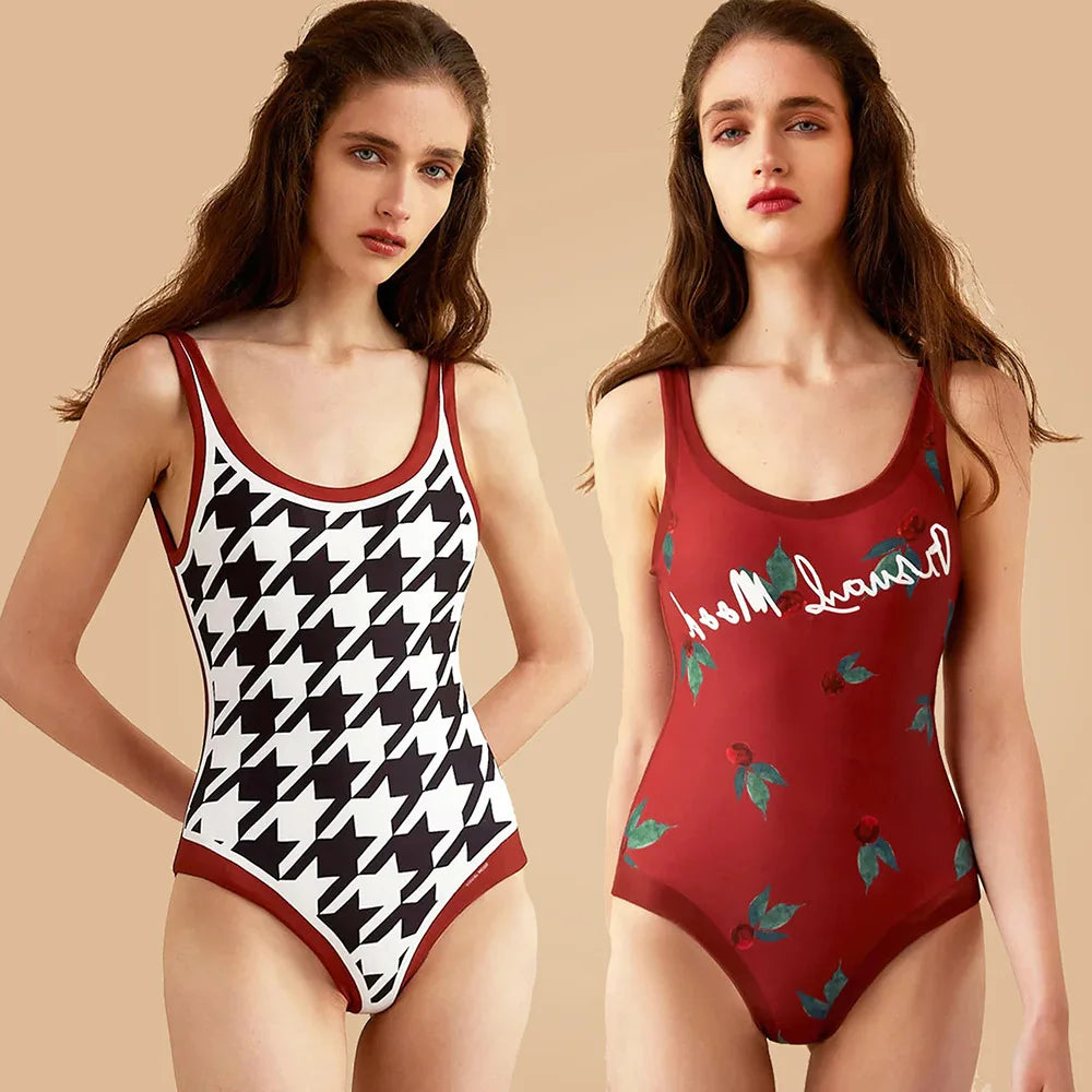 WW | Neue Kollektion Gedruckt Doppelseitig Tragbar Schwimmen Badeanzug Frauen Bandage Sexy Einteiler Badeanzug Strandbekleidung Schwimmbekleidung Frau