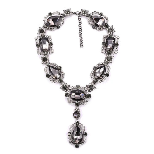 WW | Statement Rhinestones Schmuck Große Edelstein Gem Stein Kristall Viktorianischer Schmuck Grüner Smaragd Bib Halskette für Frauen