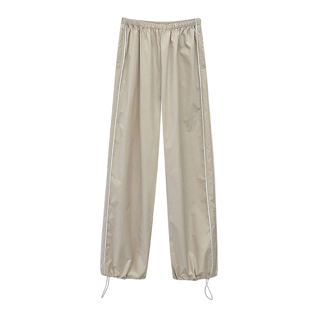 W&W Mode Großzügige Cargo-Hose | Damen Kordelzug Elastischer Niedriger Bund Parachute Hose