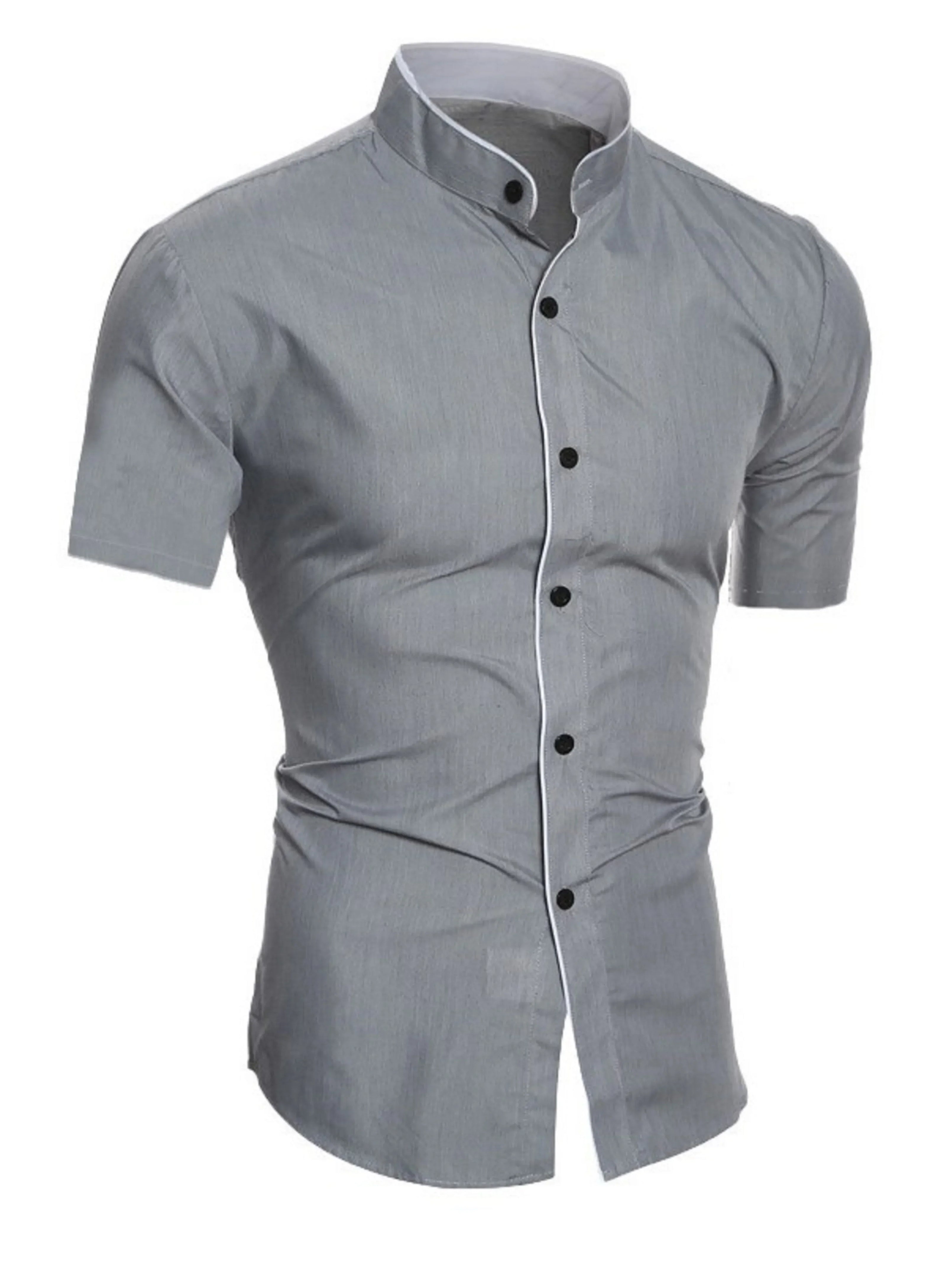 WW | Slim Fit Stehkragen Kurzarmhemd Business Lässig