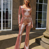 WW - Pailletten Langarm Jumpsuit