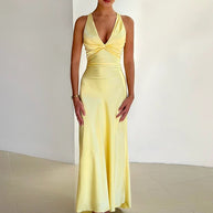 WW | Schleife Rückenfrei Abend Maxi Kleid