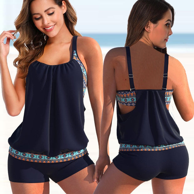 WW Tankini-Set | Sommerliches zweifarbiges Tankini-Set