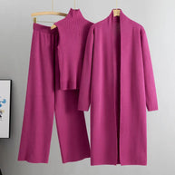 WW | Damen Luxus 3 Teiliges Strick Co Ord Satz Weich & Dehnbar