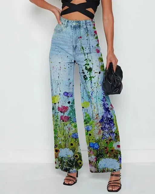Damen Flared Jeans mit mittelhoher Taille und fünf Taschen