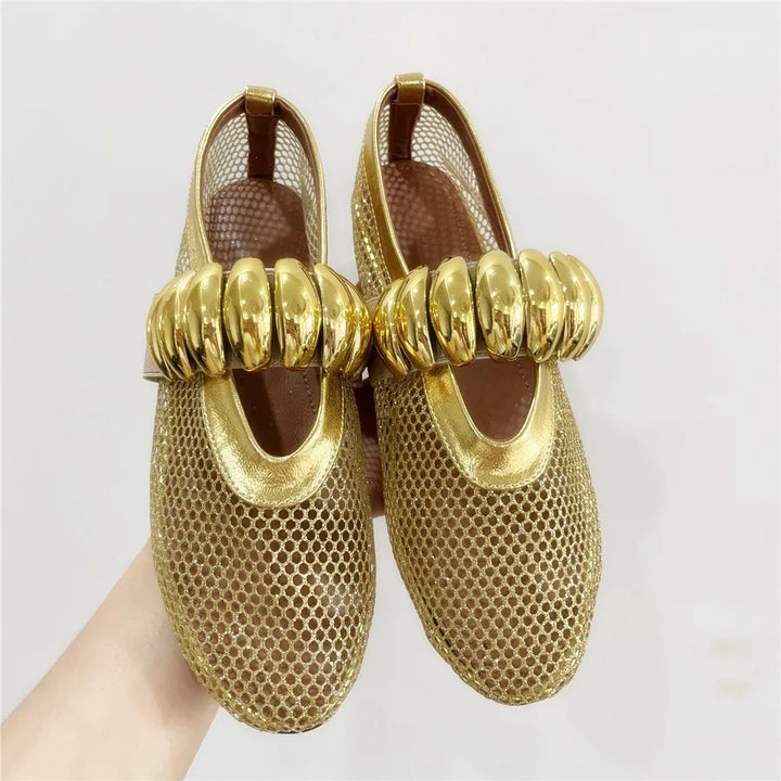 Damen Ballerinas mit Mesh-Obermaterial und elastischem Band