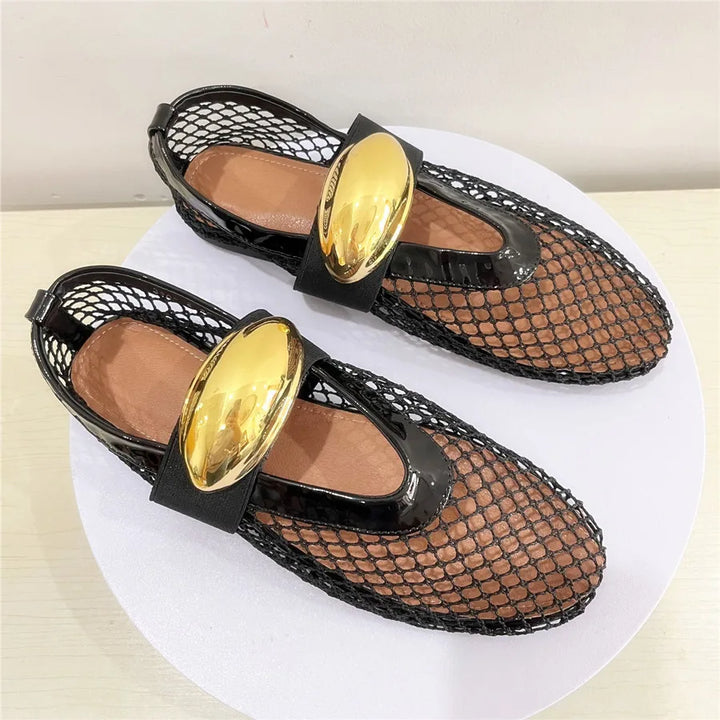 Damen Ballerinas mit Mesh-Obermaterial und elastischem Band