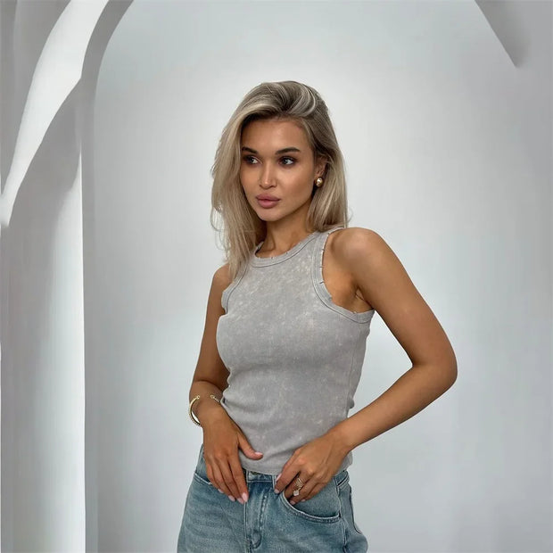Vintage Zerrissenes ärmelloses Tank-Top