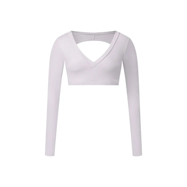 W&W Mode | Sporttop mit langen Ärmeln und V-Ausschnitt für Damen