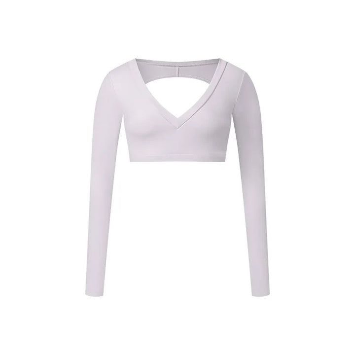 W&W Mode | Sporttop mit langen Ärmeln und V-Ausschnitt für Damen