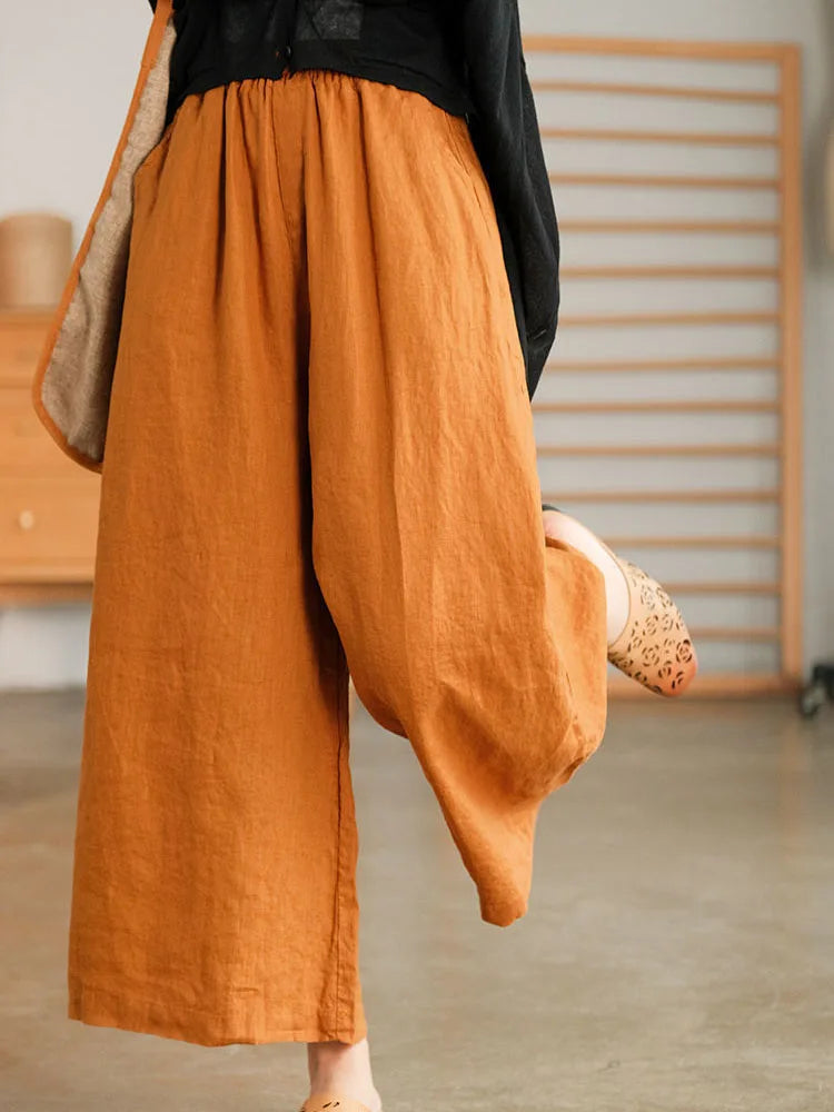 WW | Breite Weiße Leinenhose