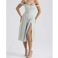 WW | Blumen Korsett Midi Kleid
