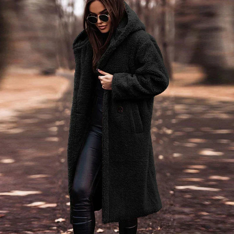 WW - Plüschpelz Langer Wintermantel für Frauen