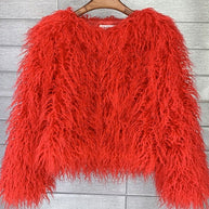 WW Mantel für Damen, dicker, warmer Kunstpelzmantel