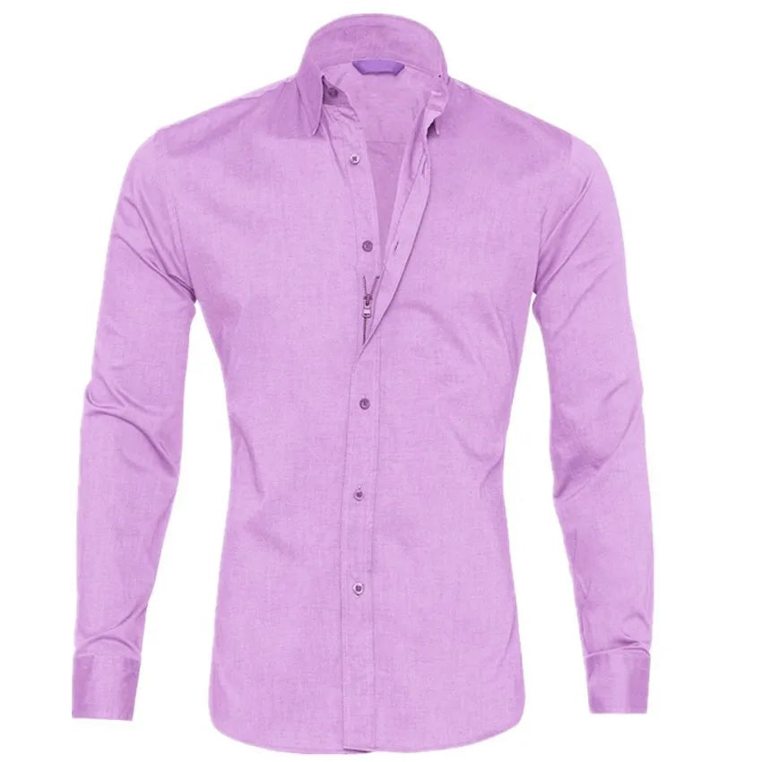 WW | Herren Oxford Hemd in Hellblau Slim Fit Mit Stilvollem Reißverschluss