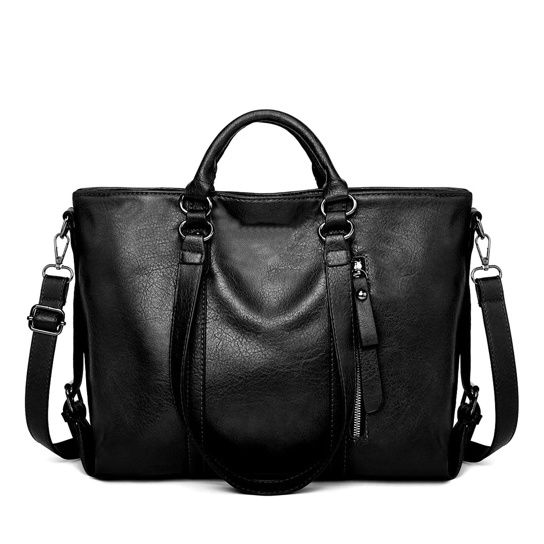 Große Leder-Schultertasche mit geräumigem Design